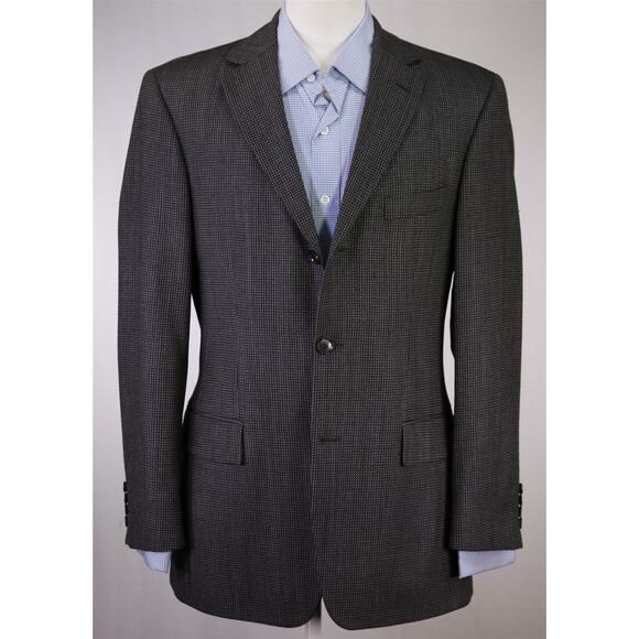Hugo Boss Black Gray Brown Knit Woven Wool Sportcoat Blazer 38R - Picture 2 of 9